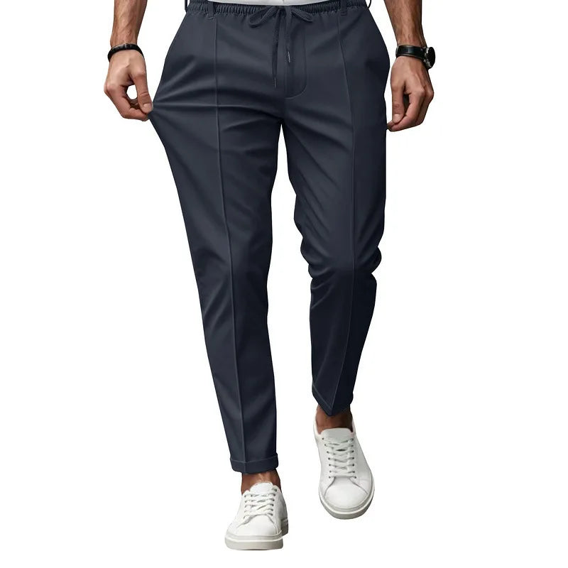 Spring Autumn Men's Solid Color Simple Business Slim Small Foot Casual Pants