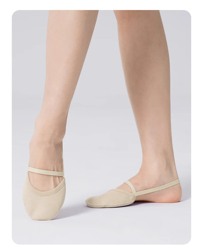 Women Professional Artistic gymnastics Shoes Adult Half Foot Shoes Girls Suede Semi-Palm Shoes Abrasion Ballet Dance Toe Flats