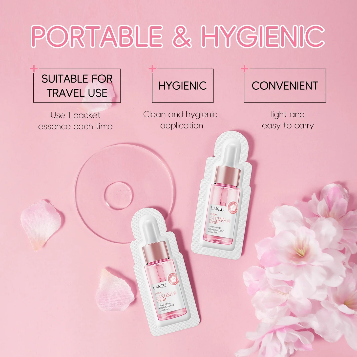 Sakura Whitening Face Serum Anti Aging Fade Fine Lines Tighten Pores Improve Melanin Pigment Dull Moisturizer Brighten Skin Care