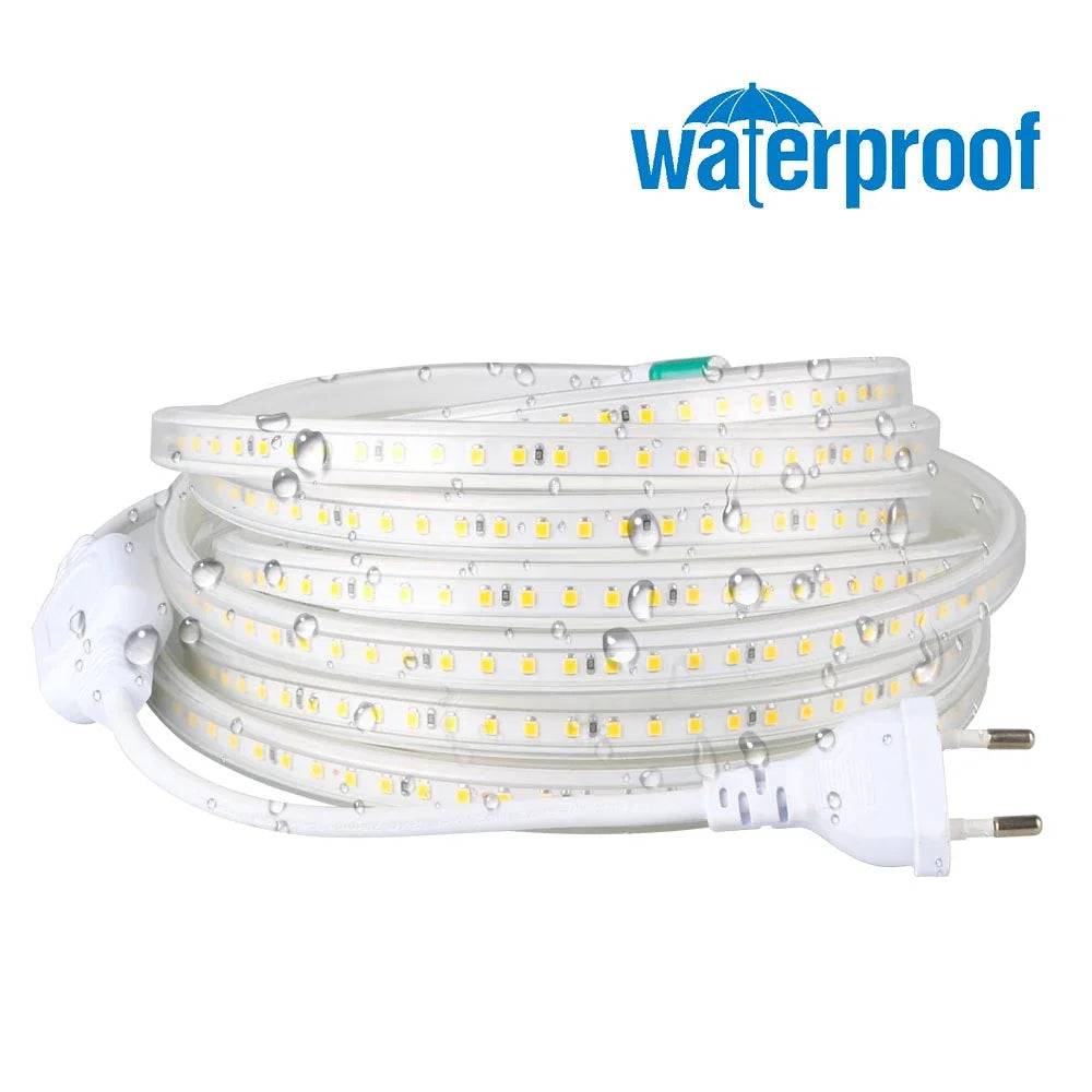 LED Strip AC 220V IP67 Waterproof 2835SMD 120leds/m Commercial Rope Light Flexible Ribbon DIY Christmas Holiday Home Decor Tape