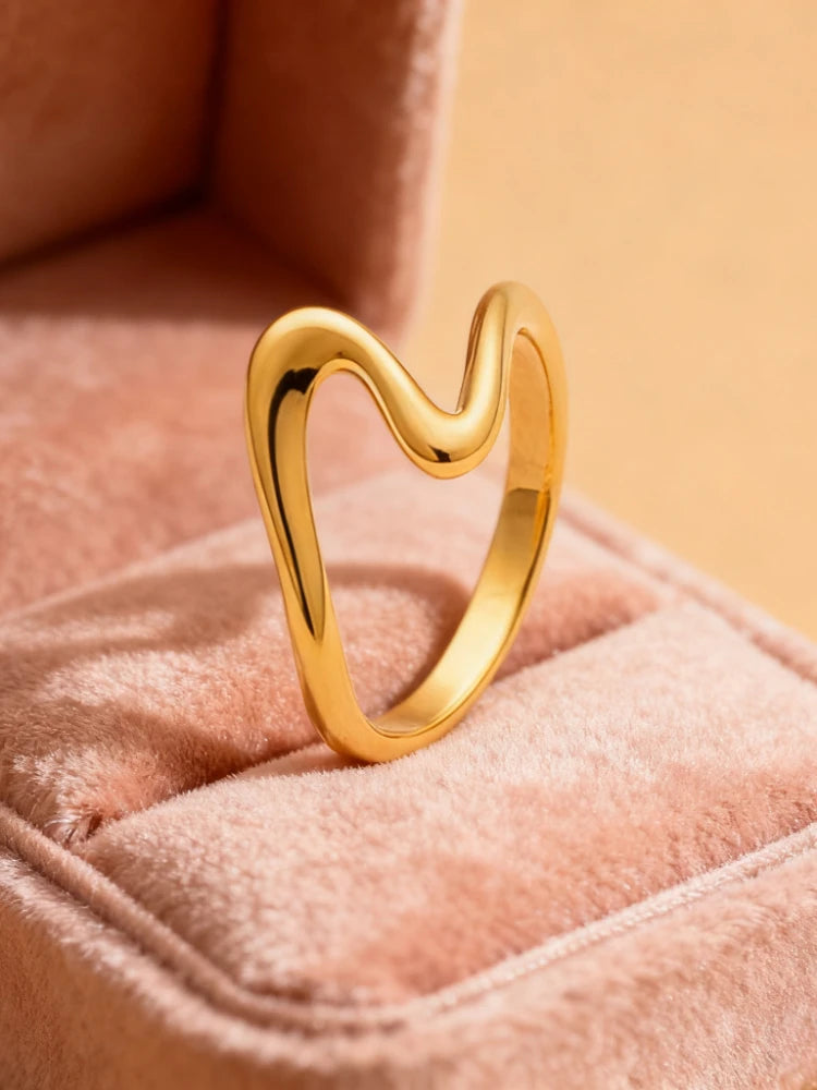 925 Sterling Silver Minimalism Simple Smooth Wave Fashion Ring For Women Daily Wear Party Engagement High Quality Fine Jewelry