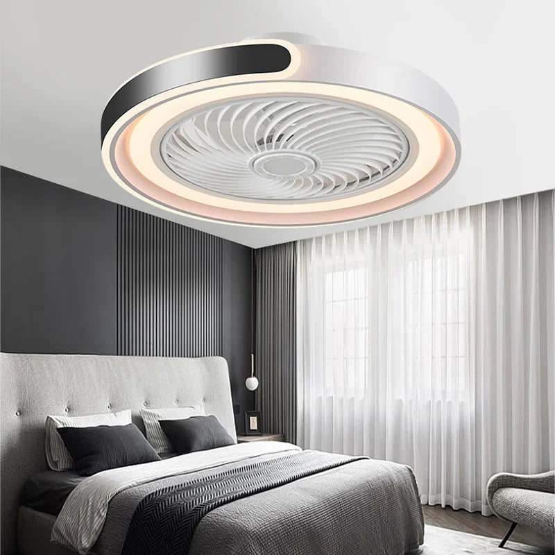 Moder Smart Fan Light Living Room Bedroom Dining Quiet Study Eye Protection Invisible Blade Reversible Durable LED Ceiling Lamp