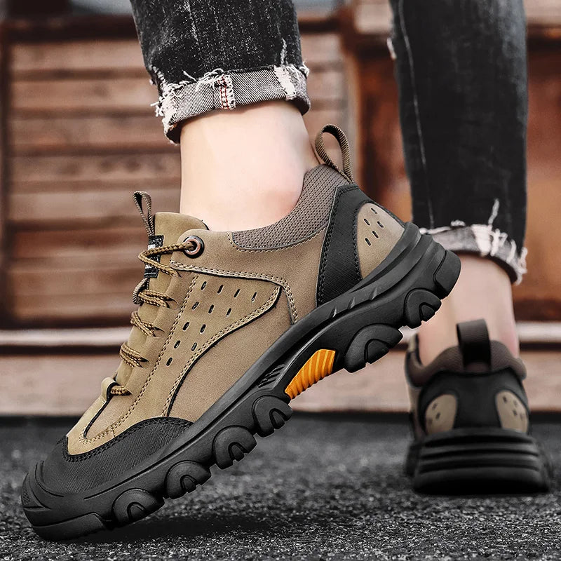 Genuine Leather Men's Casual Shoes Outdoor Sneakers Non-Slip Sports Hiking Footwear Leisure Walk Male Treking Footwear Trainers