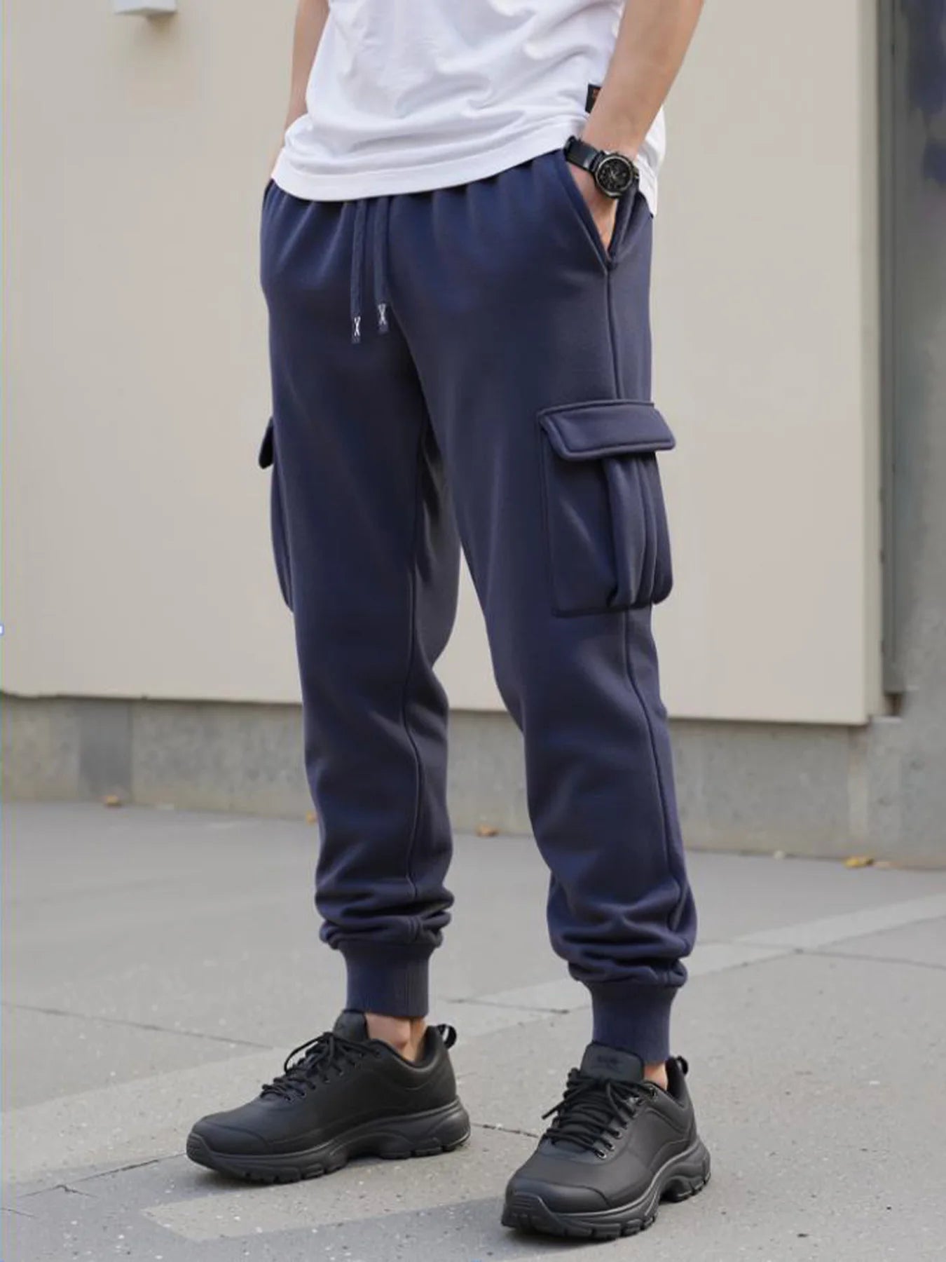 Spring/Autumn Men's Casual Cargo Pants Streetwear Outdoor Comfortable Elastic Waist Drawstring Joggers Hiking Sports Pants