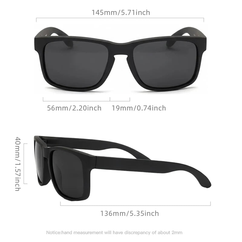 Classic Fashion Square Polarized Sunglasses Men Vintage Plastic Male Sun Glasses Women Stylish Black Outdoor Sports Shades UV400