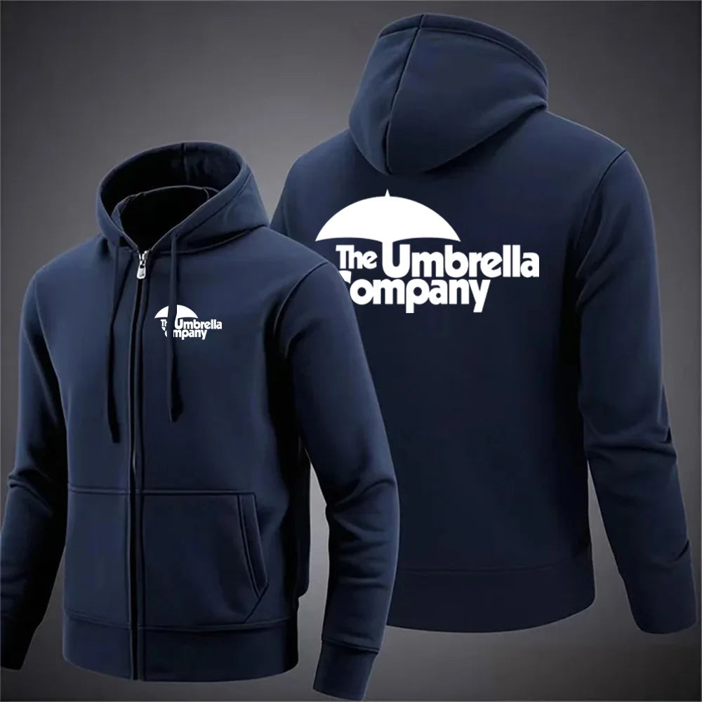 Umbrella company 2025 Men's long Hoodies Spring And Autumn Solid Color Zipper Pullover Comfort Harajuku Top Sweatshirts