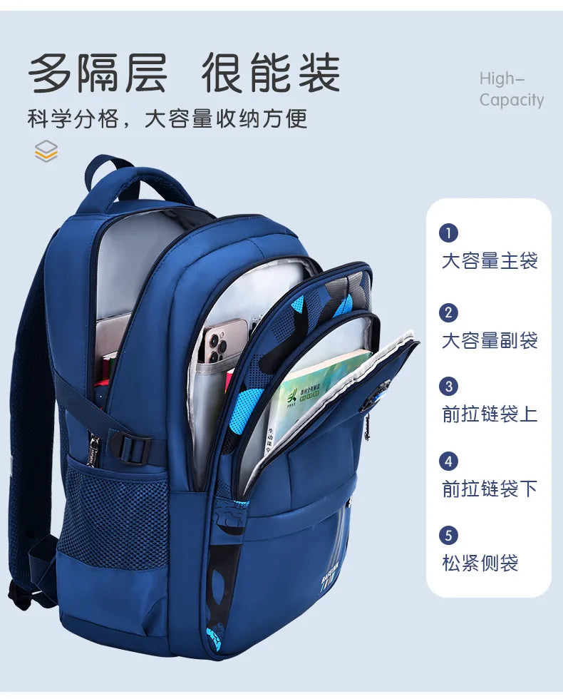 Primary and Middle School Students Schoolbag Boys Light Large Capacity Backpack Children Burden Relief Spine Protection Backpack