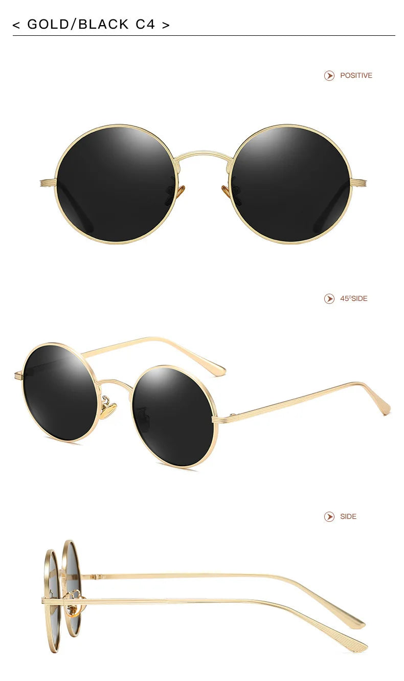Men Polarized Sunglasses Retro Punk Style Metal Small Round Frame Sunblock Sun Glasses Drive Sports Outdoor Travel Eyewear T251
