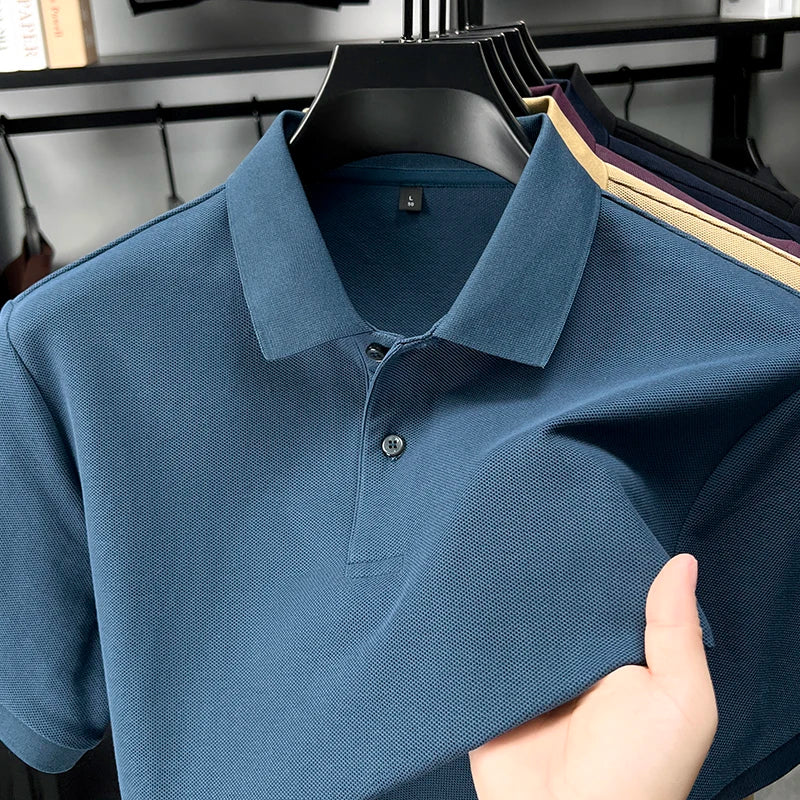 100% pure cotton men's short sleeve polo shirt high-quality classic solid color summer business casual comfort versatile T-shirt