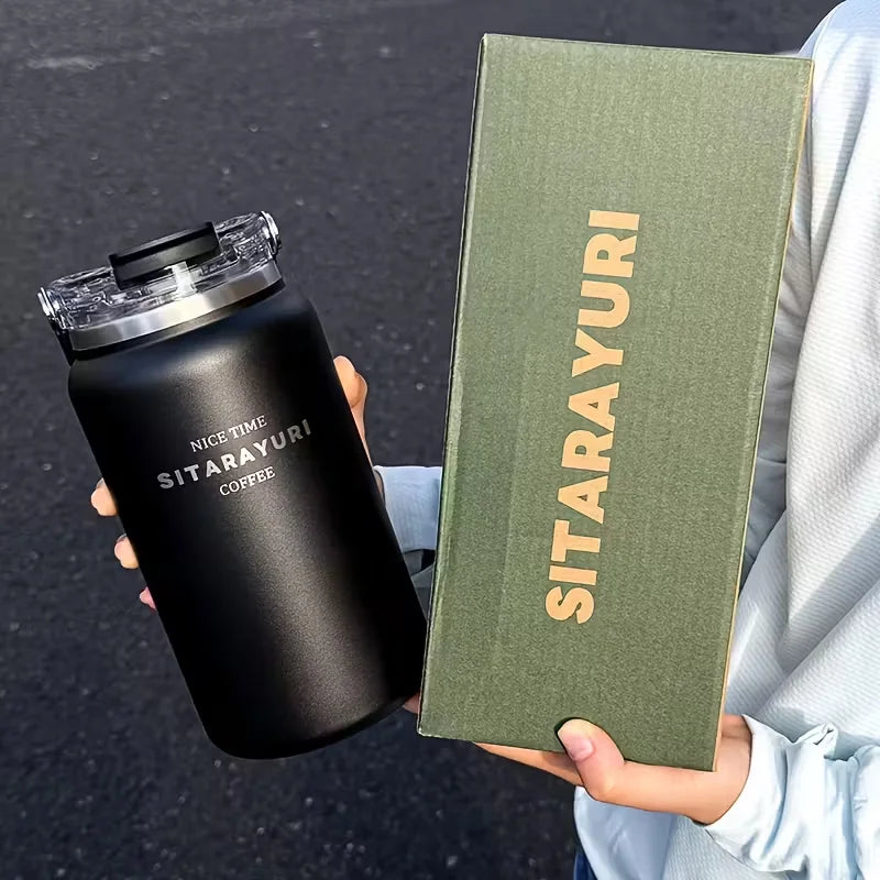 1.2L/1.5L Large Capacity Stainless Steel Insulated Water Bottle - with Wide Handle, Portable Outdoor Large Kettle,Hiking Bottle