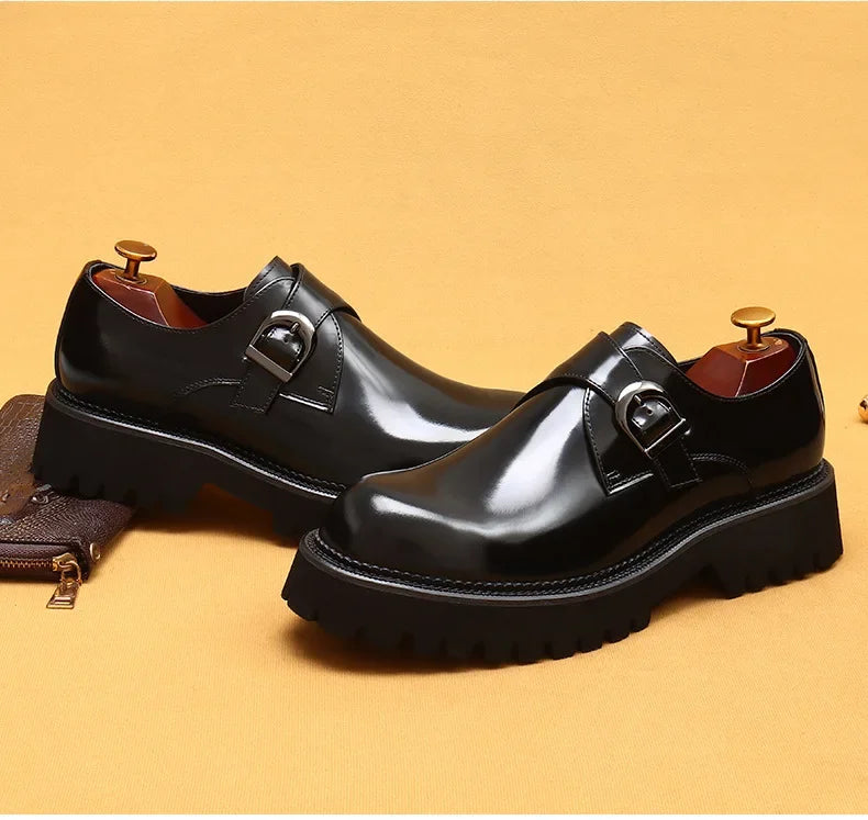 Italian Patent Leather Mens Dress Shoes Luxury Brand Handmade Fashion Platform Elegant Genuine Leather Wedding Oxfords Shoes Man