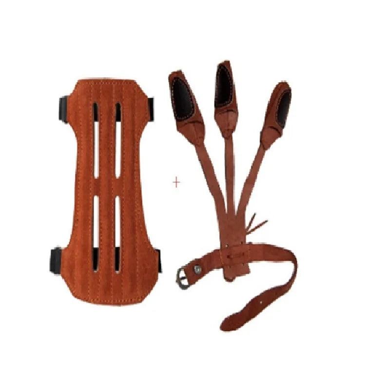 Archery Arm Finger Guard Leather Handguard Protector Adult 3 Finger Glove Left Right Hunting Shooting Safety Anti Slip Protect