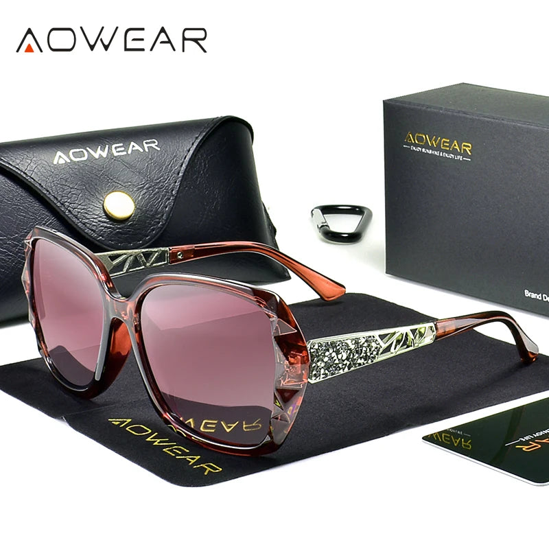 Women's Luxury Gradient Oversized Sunglasses Women Polarized Square Vintage Sun Glasses Ladies Diamond Shades gafas de sol mujer