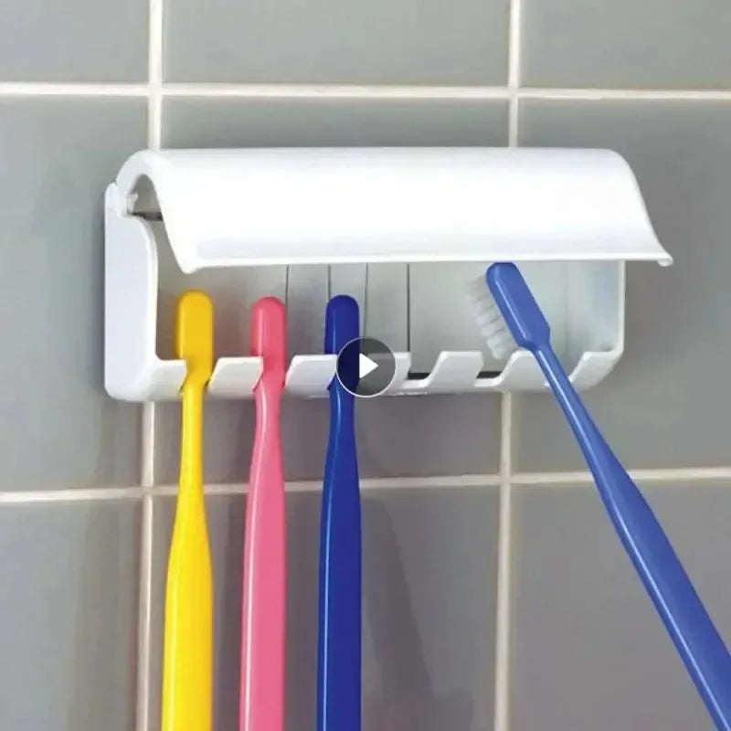 Bathroom Toothbrush Holder Wall Mounted Toothpaste Rack Punch-free Tooth Brush Storage Holder Bathroom Accessories