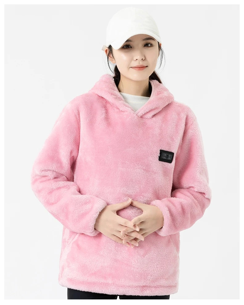 USB Infrared 9 Heating Areas Hoodies Sweater Winter Electric Heated Sweater Waistcoat For Sports Hiking Oversized M-6XL
