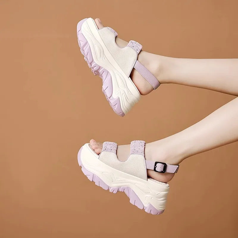 Modern Wedges Sandals For Women's Summer New High Thick Sole Sandals female height Increasing Shoes Woman Ladies Platform Shoes