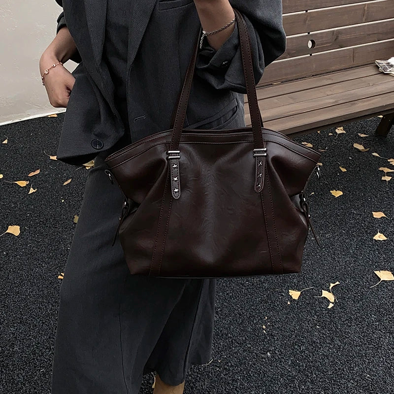 Women's Bag Large Capacity Shoulder Bags High Quality PU Leather Handbags and Purse Female Retro Tote Bags sac a main femme