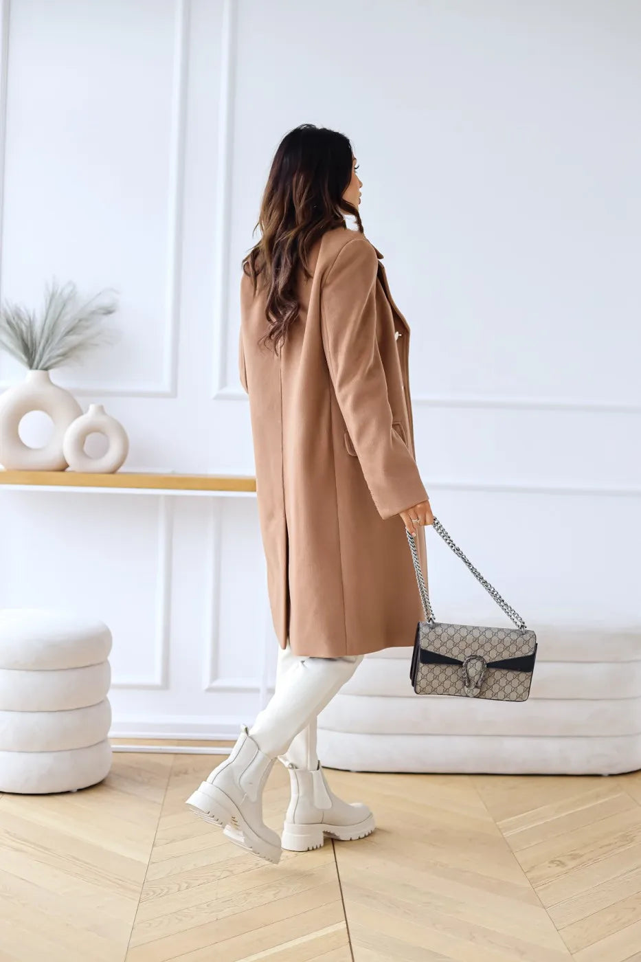Suit woolen coat senior sense 2024 autumn and winter new double-breasted shoulder slimming Korean version of woolen coat