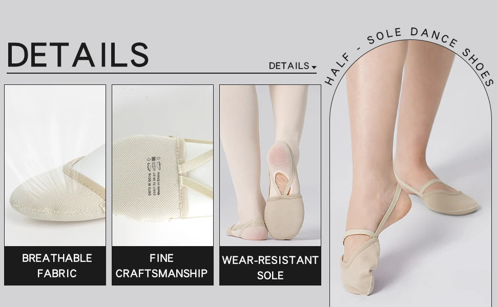 Women Professional Artistic gymnastics Shoes Adult Half Foot Shoes Girls Suede Semi-Palm Shoes Abrasion Ballet Dance Toe Flats