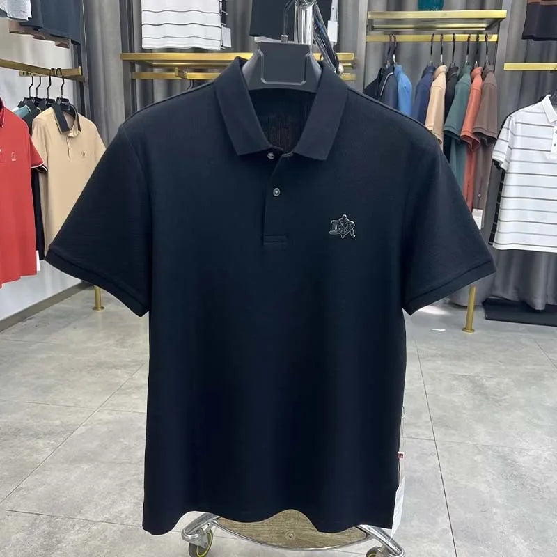 100% pure cotton men's short sleeved polo shirt summer fashion casual top comfortable and breathable high-quality lapel T-shirt