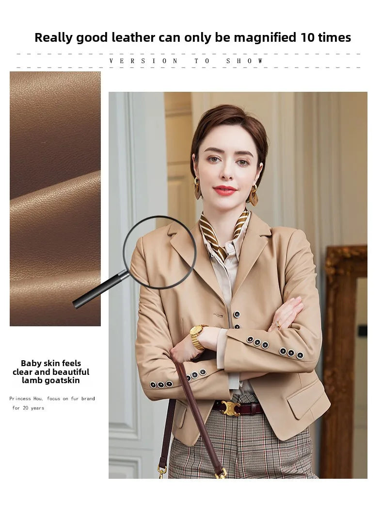 Leather Leather Clothing Women's 2025 Short Slim Jacket High Quality Sheepskin Women's Fashion Locomotive Autumn