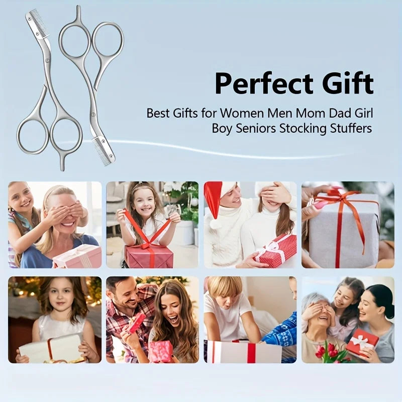 Stainless Steel Eyebrow Scissors with Comb Precision Shaping & Grooming Facial Hair Grooming Tool Perfect Face Care Tool Gifts