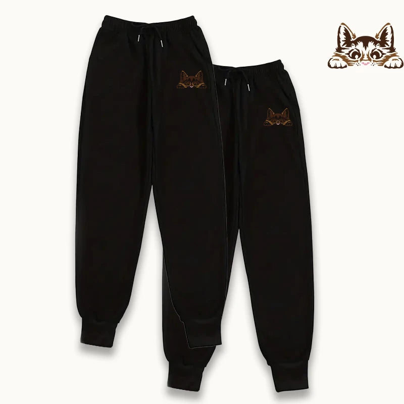 Women's Sweatpants 2 Pack Pure Color Joggers Fall Winter Casual Lounge Wear Comfort Fit Sporty Pants Cute Cat Print 2piece Pants
