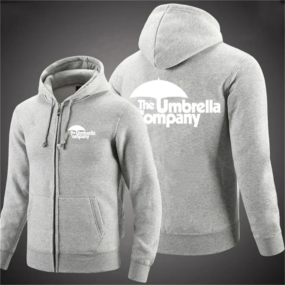 Umbrella company 2025 Men's long Hoodies Spring And Autumn Solid Color Zipper Pullover Comfort Harajuku Top Sweatshirts