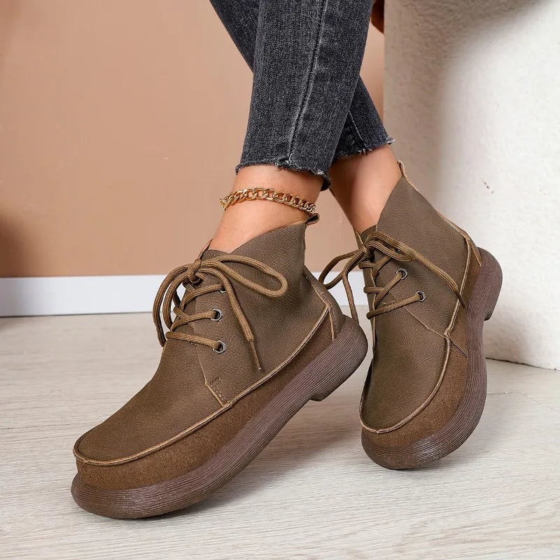 2026 New Style Fashion Women's Boots Thick-soled Non-slip Natural Leather Soft Luxury Single Short Boots Wide Barefoot Shoes