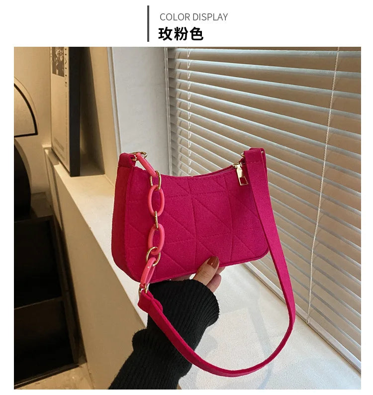 Women Small Square Bag Сумка Женская Simple and Versatile Casual Handbag Fashion Popular Felt One Shoulder Messenger Bags Purse