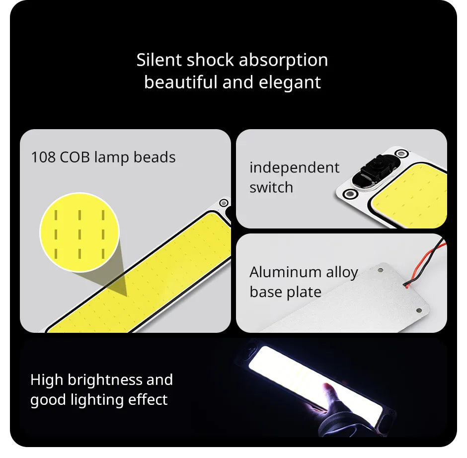 LED 12-24V Car Reading LED Night Strip Light Interior Light Ceiling Lamp with On Off Switch for Van Lorry Truck Camper Boat