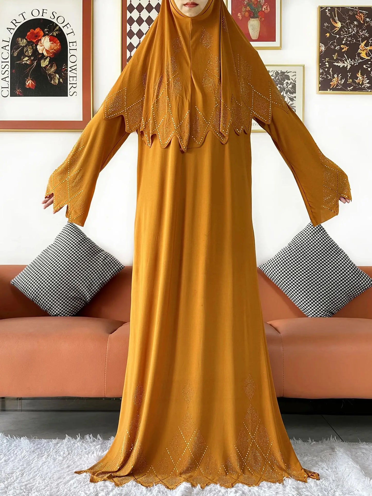 2025 Islamic Women's Hijab Scarf Long Dress Sets Prayer Garment Set Long Khimar Dress And Hijab Combo for Ramadan Daily Wear