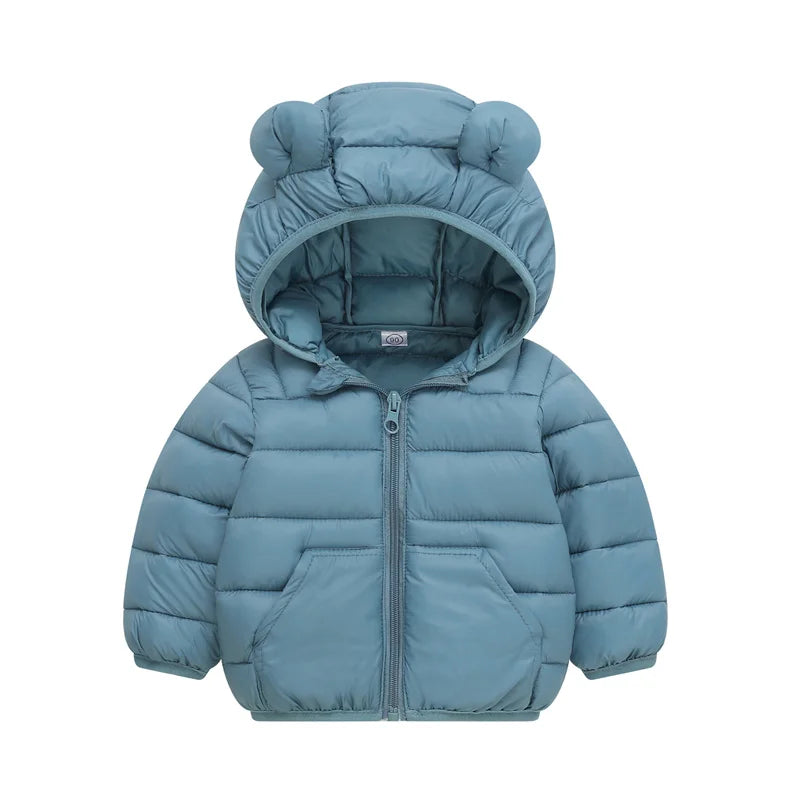 Winter Warm Down Coat Boys Hooded Jackets Autumn New Children Cotton Clothing Girls Thickened Casual Zipper Outerwear 2-6Y