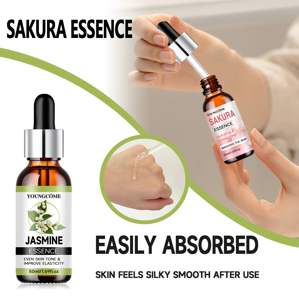  YOUNGCOME﻿ Sakura Skincare Set Korean Face Serum Cream Anti-Aging Wrinkle Moisturize Fade Dark Circles Cosmetics Skin Care Set