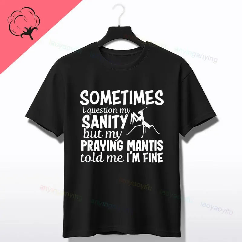 Praying Mantis Insects Bug Love Praying Mantis- Retro T-Shirt 100% Cotton Short Sleeve O-neck Tee Humor Style Design Casual Wear