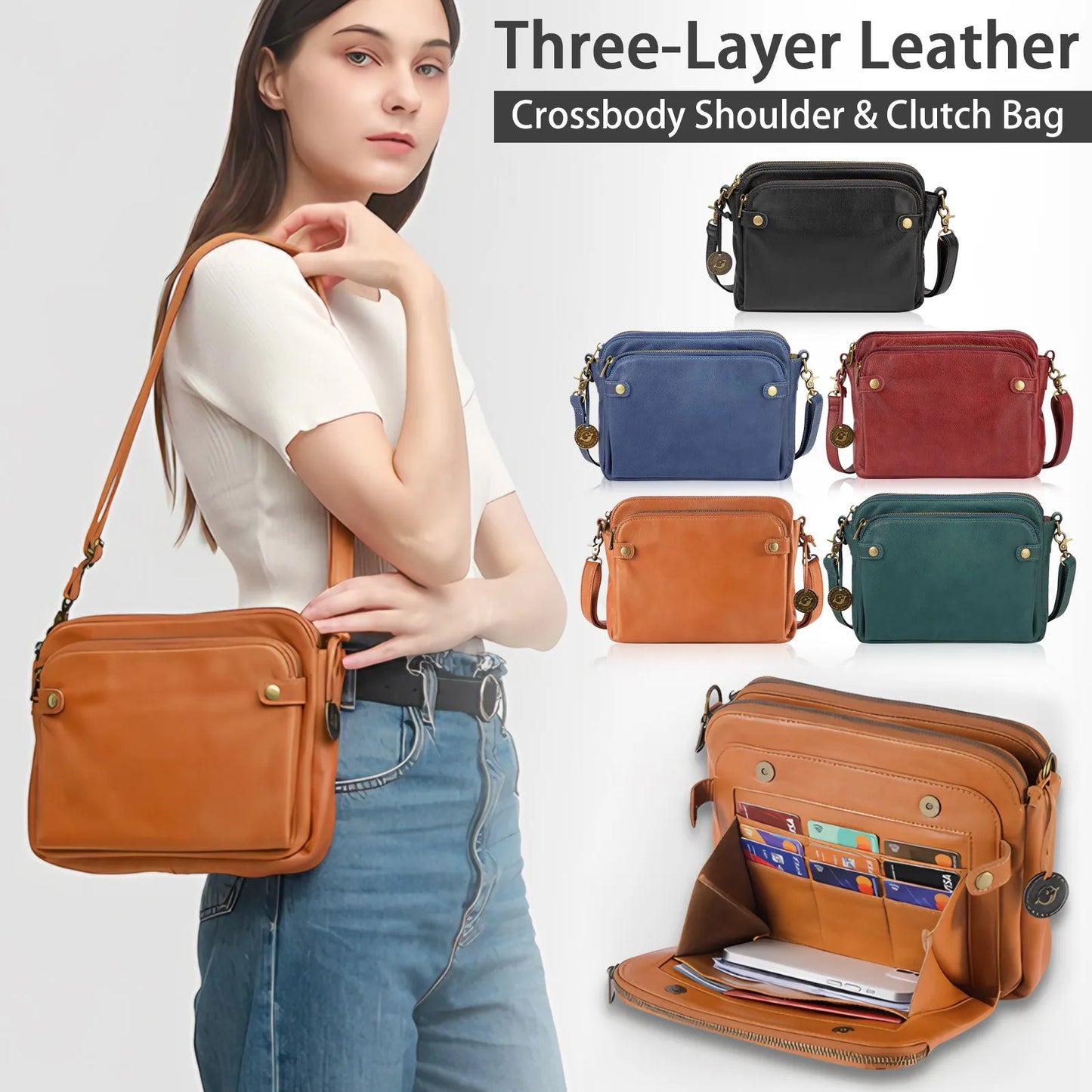 Ladies' Shoulder Crossbody Bag Vintage Handmade Leather Square Messenger Bag Fashion Classic Simple Daily Or Business Bag