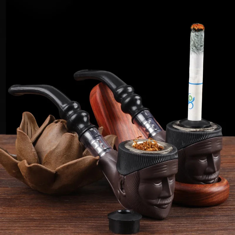 Unique Gift for Smokers - 2025 Wooden Pipe with Detailed Old Man Head