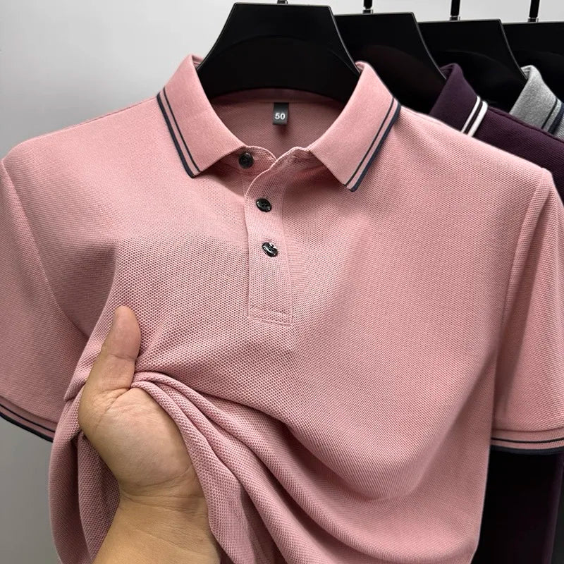 100% pure cotton men's polo shirt summer new fashion casual short sleeve comfortable luxury new simple solid color lapel T-shirt