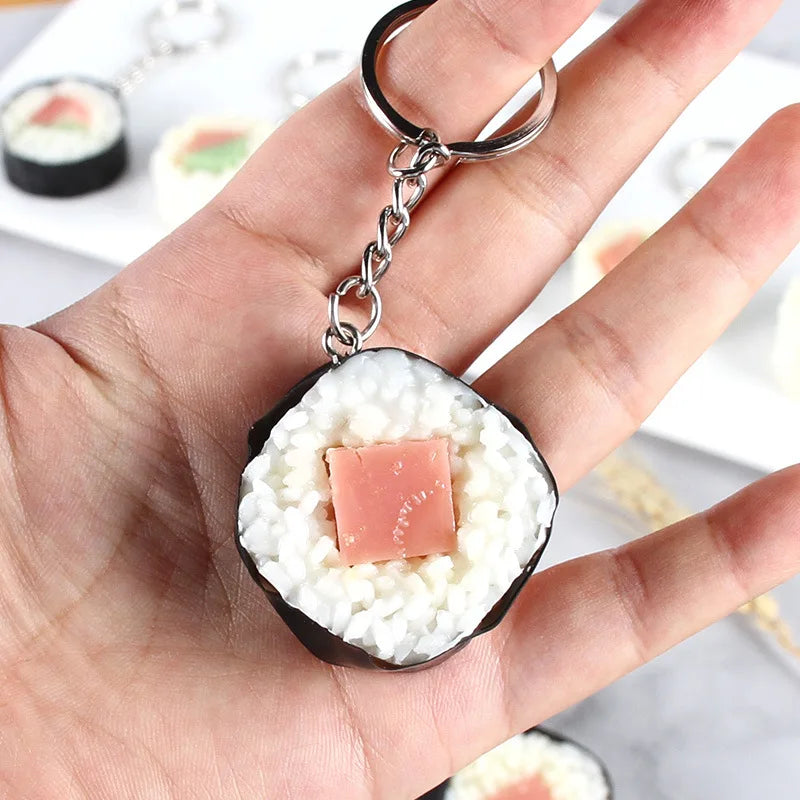 Stall wholesale key chain Japanese fake salmon sushi roll simulation food key chain pendant creative gift food play model K4920