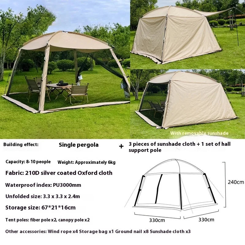 Outdoor Large Tent Canopy Sunshade Netting Portable Mosquito-Proof Tent Beach Camping Gazebo