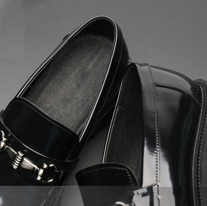 Men's Dress Leather Shoes Horse Street Buckle High Quality Men's Oxford Shoes Wedding Party Office Formal Shoe Large Size 38-48