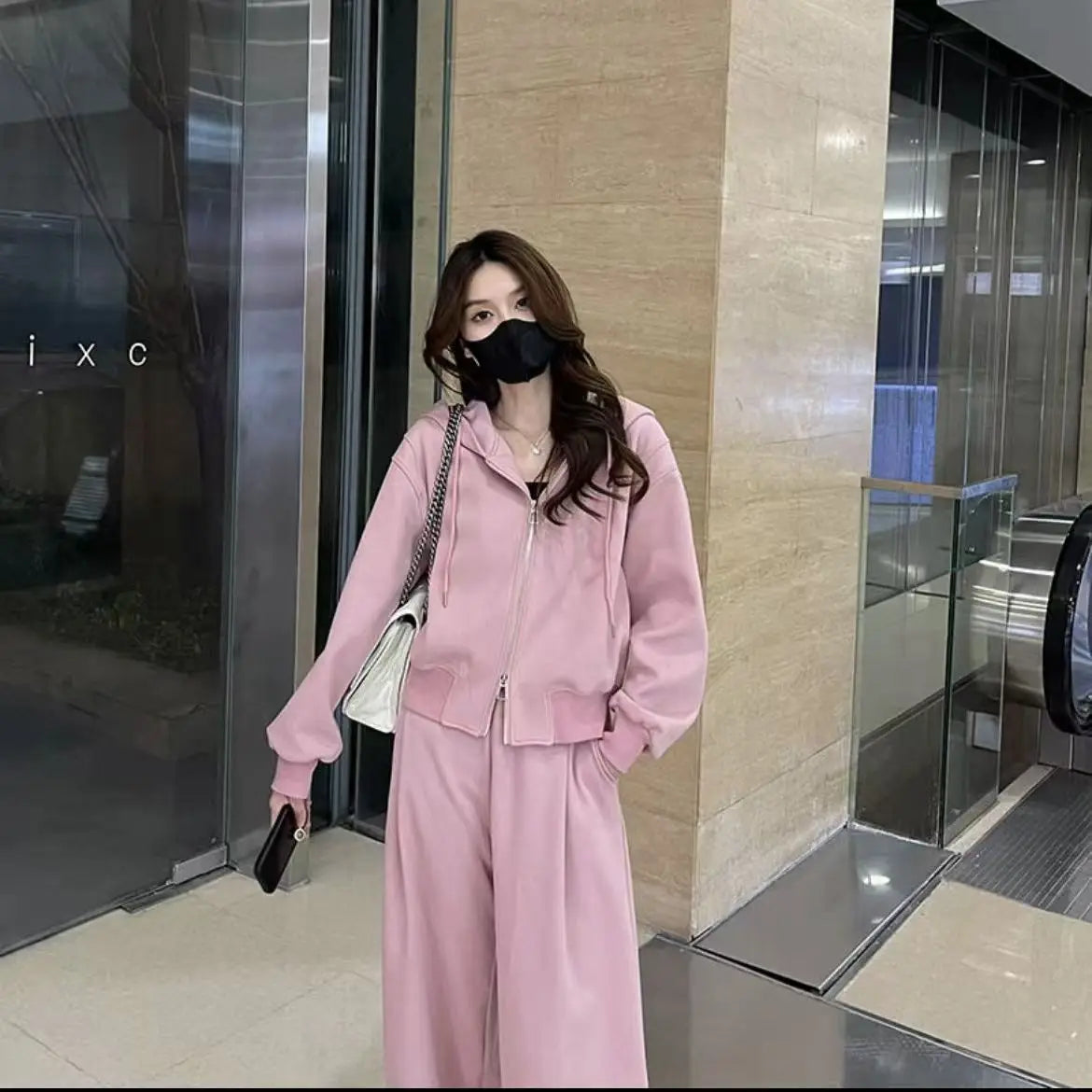 Pant Sets Two Pieces Hooded Hoodies Matching Sets Zipper Sweatshirts Long Sleeve Loose Drawstring Straight Pants Casual