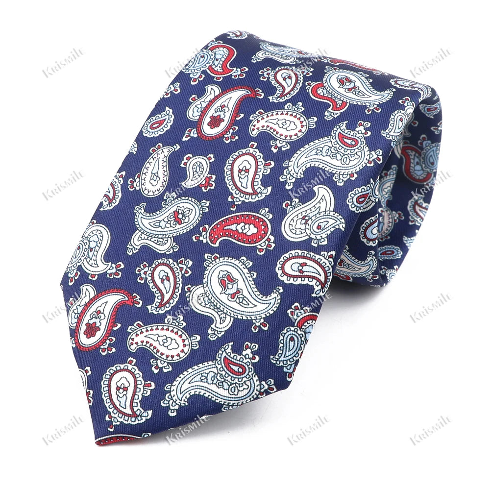 New Design Bohemian Style Necktie For Men Silk Touch Soft Blue Red Yellow Necktie Fit Wedding Party Business Office Accessory