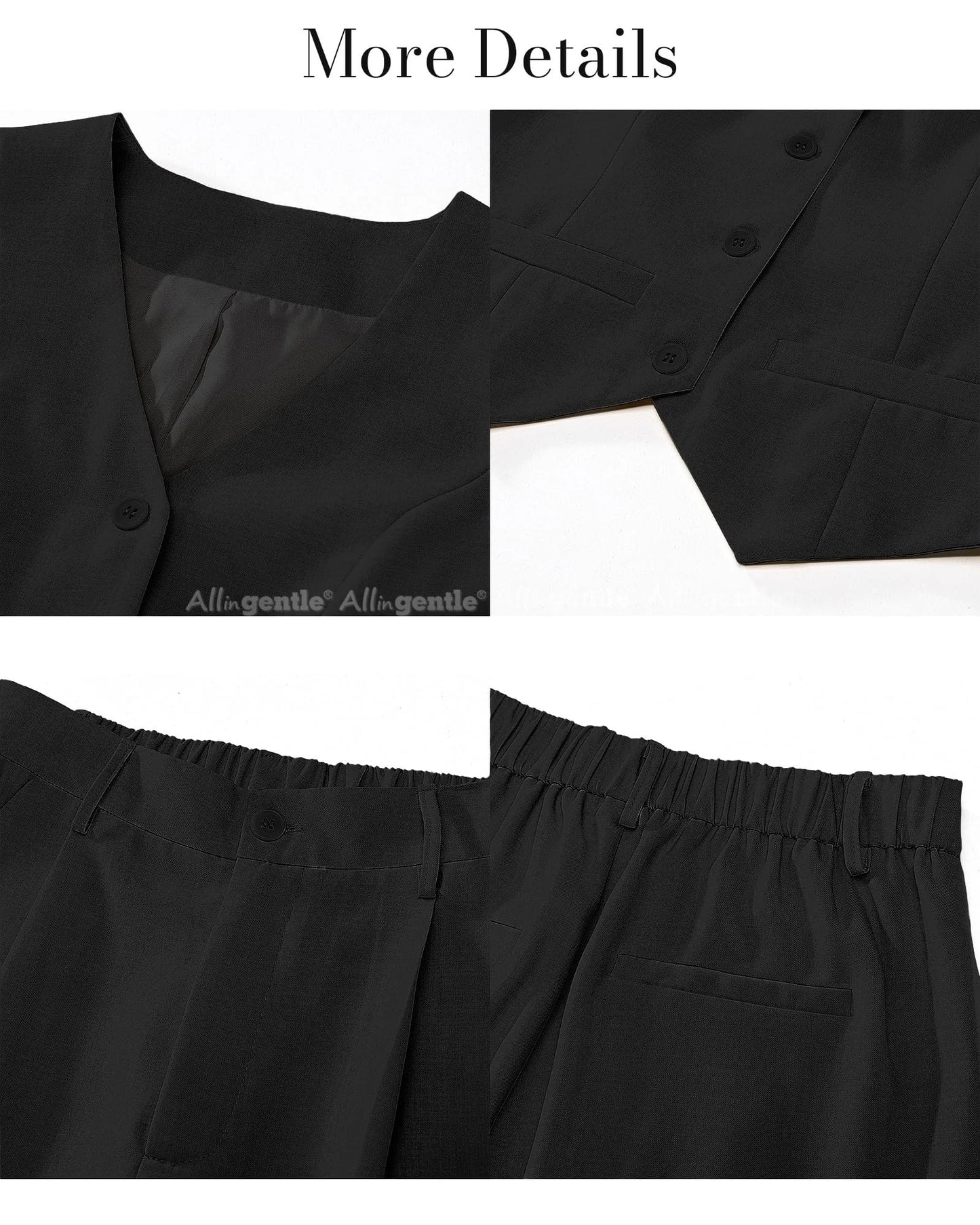 Pant Suits for Women Dressy Casual 2 Piece Sets Sleeveless Blazer Vest with High Rise Wide Leg Pants Outfit