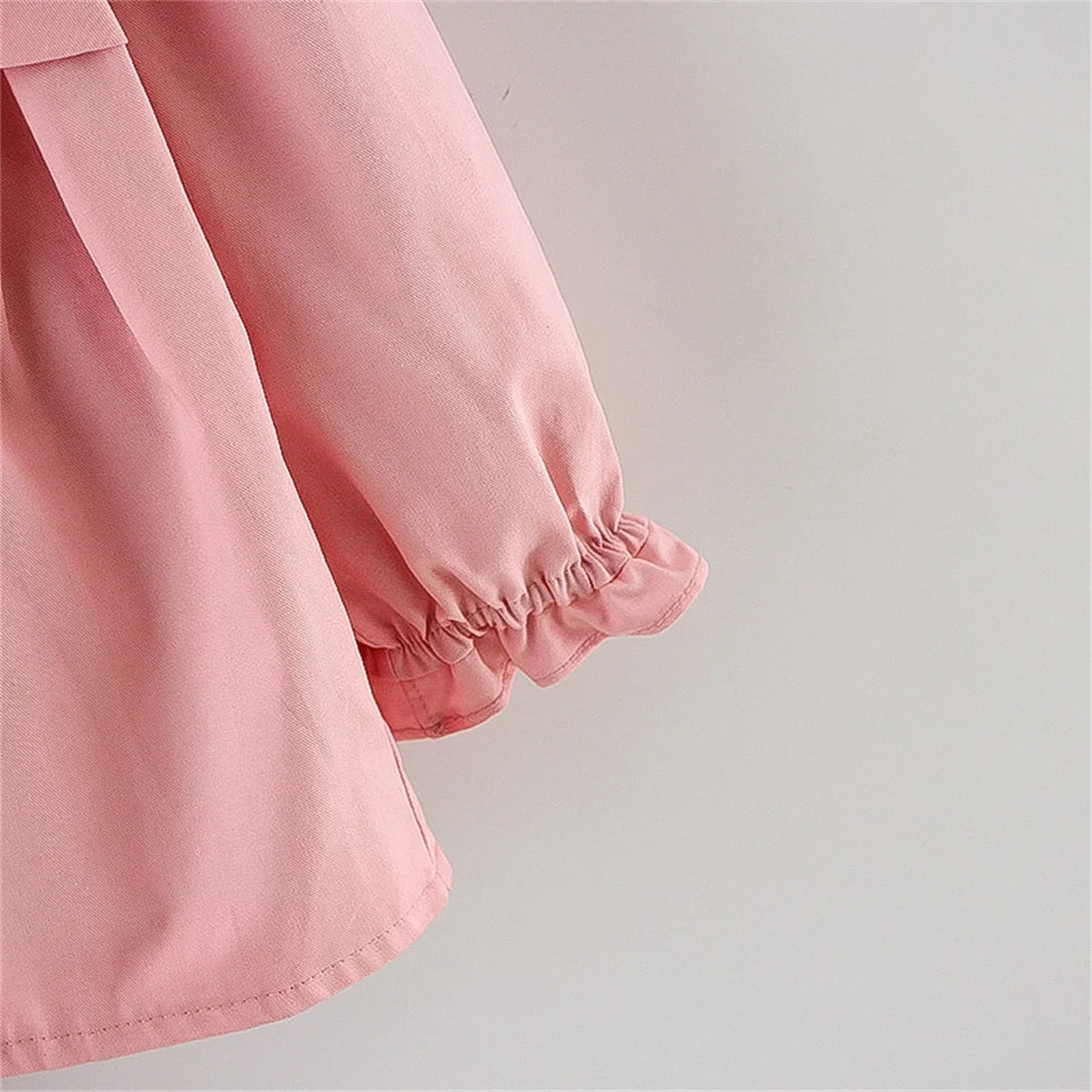 Girls' Long Sleeved Windbreaker Spring And Autumn Solid Blue Cat Single Breasted Korean Edition Daily Sweet Long Sleeved Coat