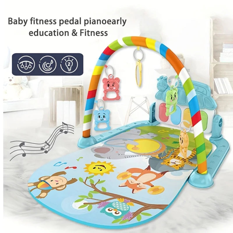 Baby fitness stand toy, newborn baby music, pedal piano, crawling mat, baby toy