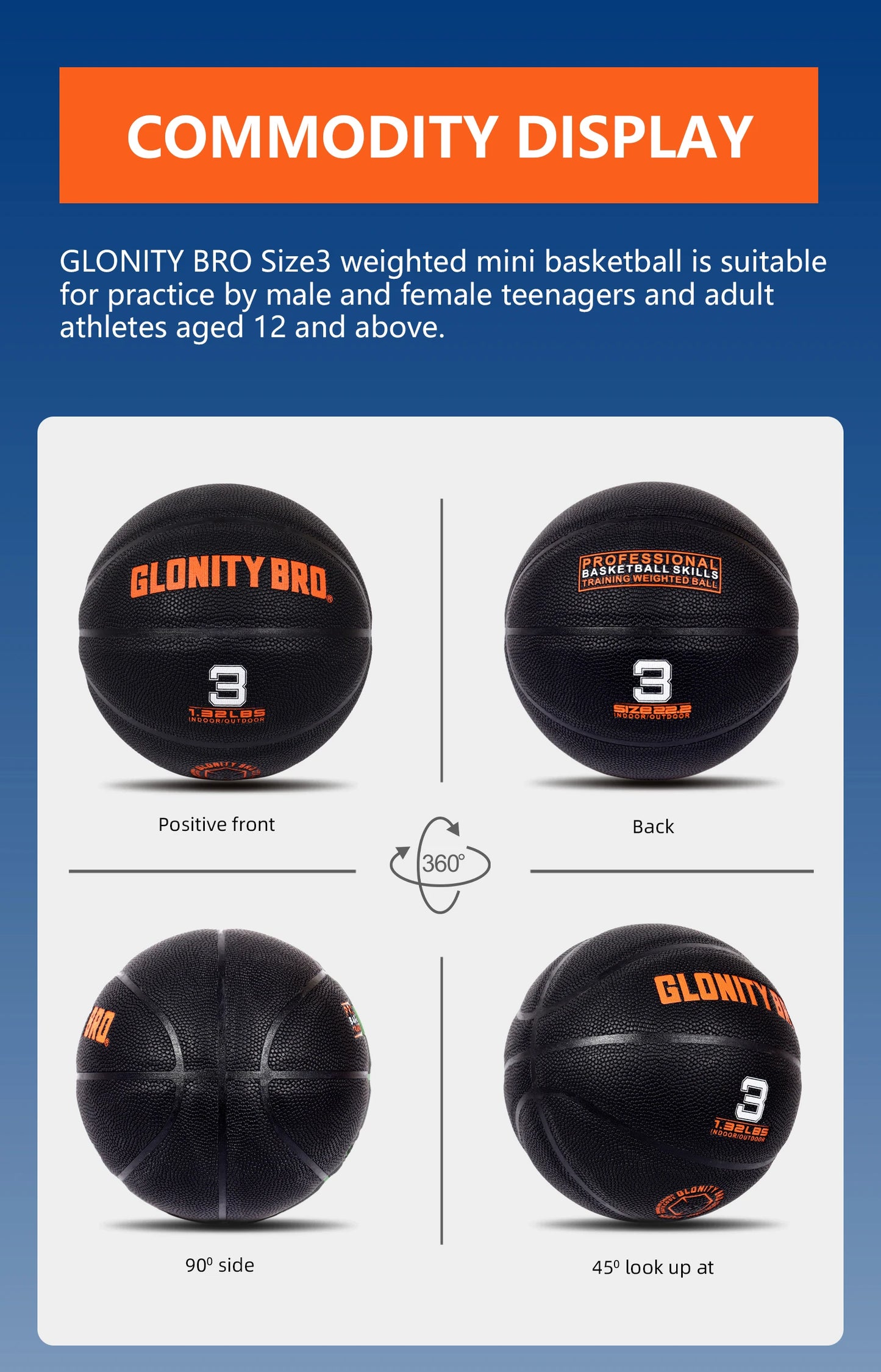 Trainer Small Heavy Ball Size 3 Basketball Ball For Indoor & Outdoor – Improve Dribbling, Passing, Handling & Rebounding Skills