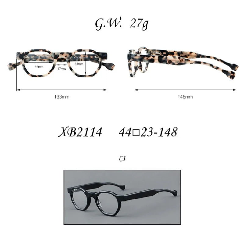 2024 New Plate Glasses Frames Retro Polygonal Men And Women Glasses Frames Round Frame Optical Prescription Glasses Frames 2114