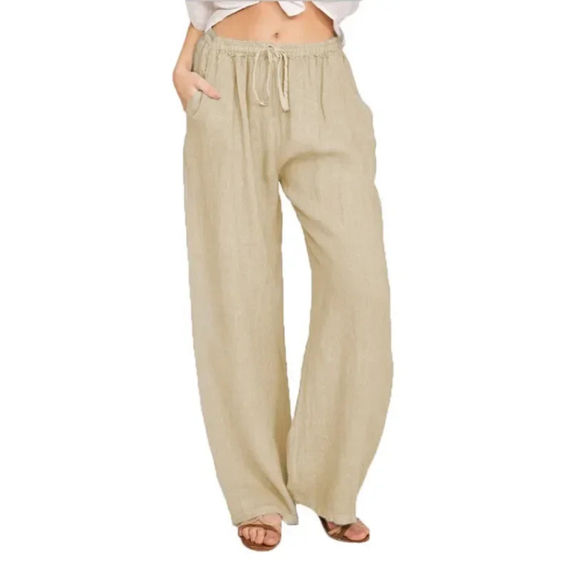 Pajama Pants Women Fashion Premium Lazy Style Casual Pants Loose Trend Straight Wide Leg Long Pants Solid Color Lounge Pants