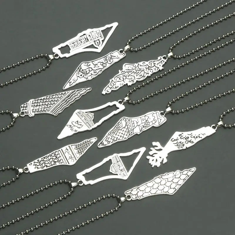 Palestine Country Map Flag Pendant Necklace for Men Women Stainless Steel Necklaces Jewelry Gifts ﻿